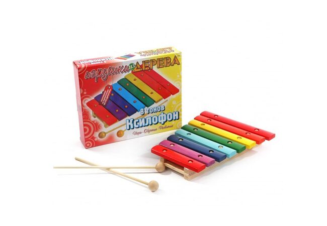 Деревянный Ксилофон, 8 тонов (разноцветный)