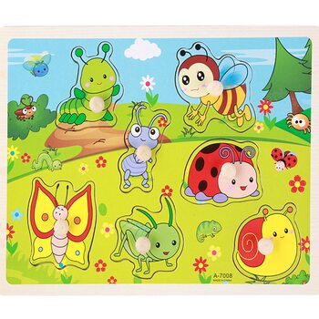 Вкладыши с деревянной ручкой «Насекомые»