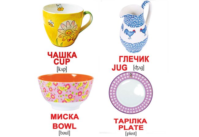 Міні-картки українсько-англійські «Посуд», 20