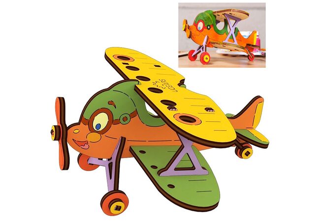 Механическая 3D-модель «Биплан», 23 дет. (раскраска)