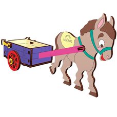 Механическая 3D-модель «Ослик», 23 дет. (раскраска)