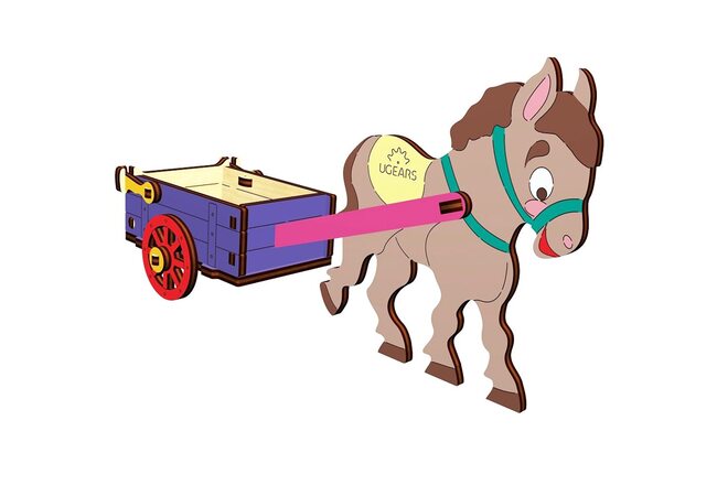 Механическая 3D-модель «Ослик», 23 дет. (раскраска)