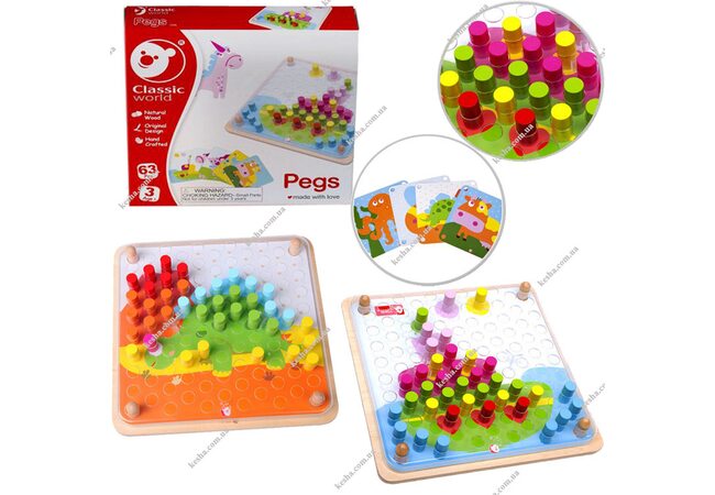 Мозаика «Цветные колышки», 63 дет.