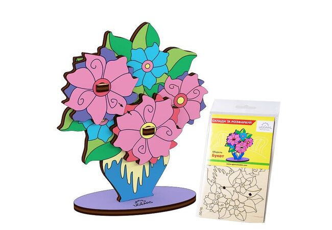 Сборная 3D-модель «Букет», 8 дет. (раскраска)