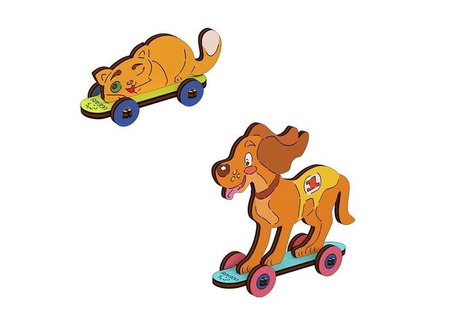 Сборная 3D-модель «Кошка и собака», 15 дет. (раскраска)