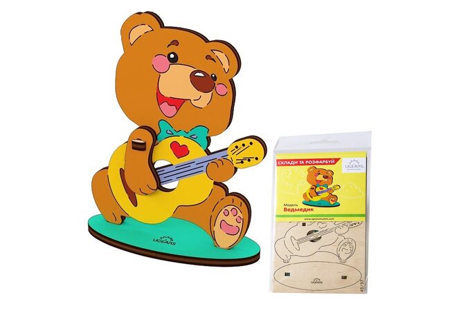 Сборная 3D-модель «Медвежонок», 8 дет. (раскраска)