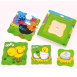 Петушок и цыпленок, 4 пазла в 1 Петушок и цыпленок, 4 пазла в 1