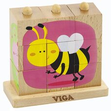 Кубики-пирамидки «Насекомые», 9 шт.