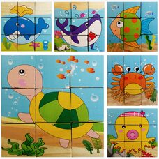 Кубики «Морские животные», 9 шт.