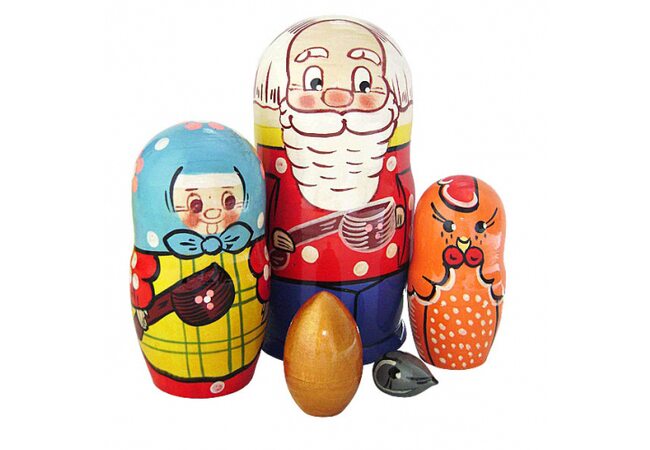 Деревянная матрешка Курочка Ряба 5 в 1