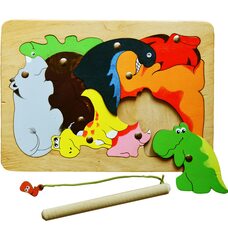 «Динозаврики», мозаика + рыбалка, 9 дет.