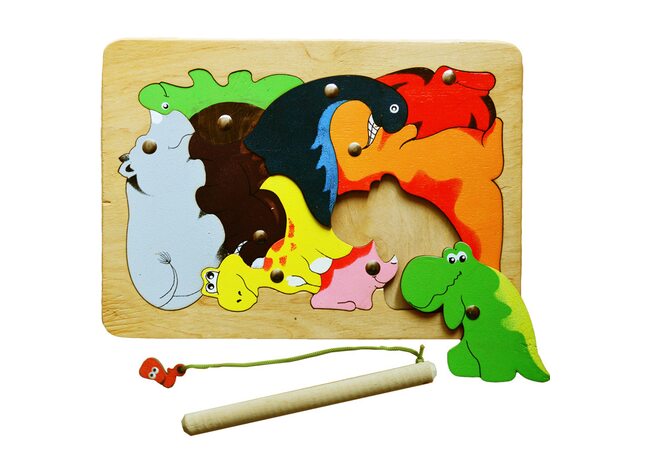 «Динозаврики», мозаика + рыбалка, 9 дет.