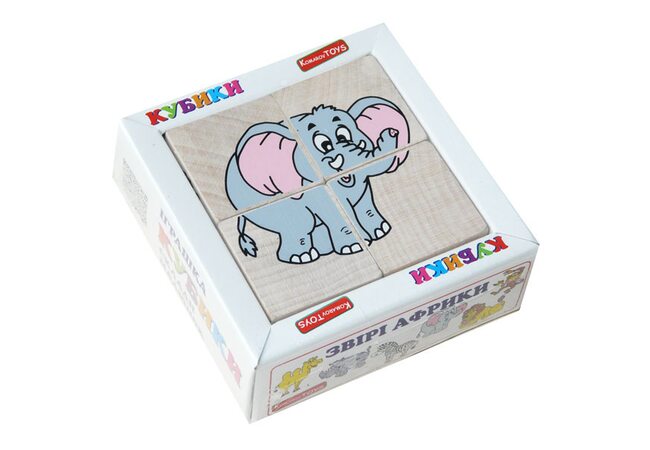 Кубики. Сложи рисунок «Звери Африки» 4шт.