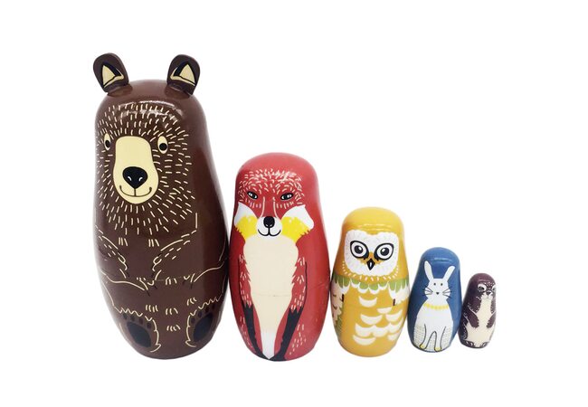 Матрешка «Лесные зверята», 5 в 1