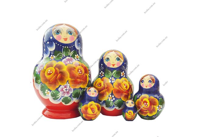 Сувенирная матрешка «Розочка», синяя (большая)