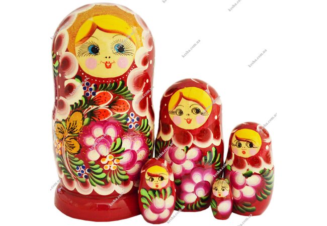 Матрешка 5 в 1 «Куколки» (красная)