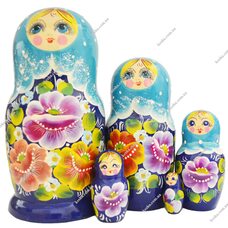 Матрешка 5 в 1 «Девицы-красавицы» (голубая)