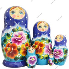 Матрешка 5 в 1 «Девицы-красавицы» (синяя)