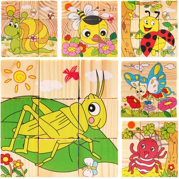 Кубики «Насекомые», 9 шт