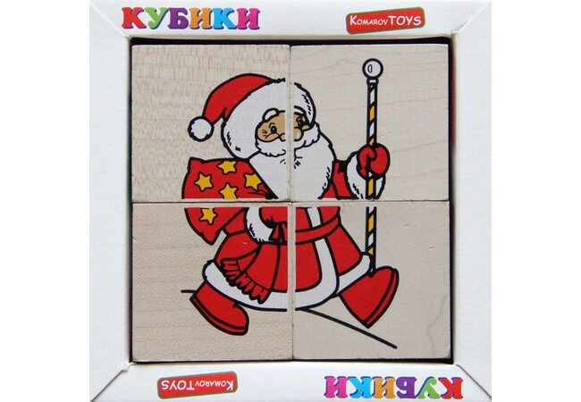 Кубики. Сложи рисунок «Новый Год», 4шт.
