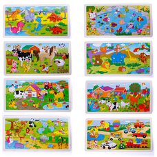 Пазлы с цветной подложкой, 96 деталей.