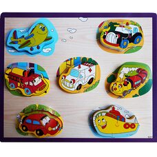 Объемный вкладыш-пазл «Машинки-глазастики»