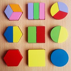 Вкладыши «Дроби» (квадрат, круг, шестиугольник)