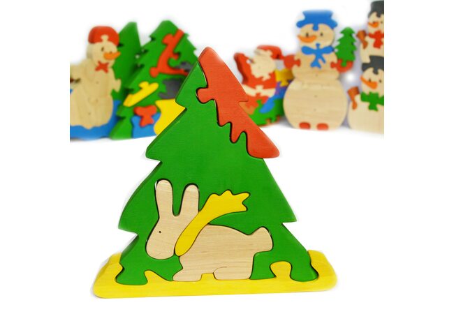 «Новогодний заяц» 3D пазл, 6 дет.