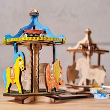 Механическая 3D-модель «Карусель», 23 дет. (раскраска)