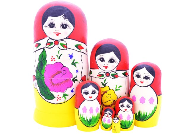 Деревянная матрешка 7 в 1 «Розочка» 
