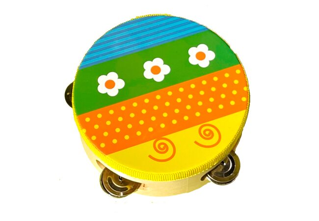 Деревянный бубен «Цветочки» 15х15 см.