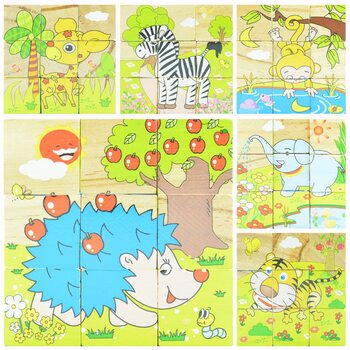 Экзотические животные, кубики 9 шт.