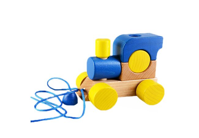 Каталка на ниточке «Паровоз» (синяя)