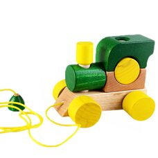 Каталка на ниточке «Паровоз» (зелёная)