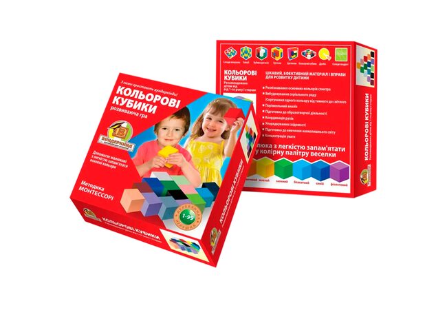 Методика Монтессори Цветные кубики 16 шт.
