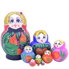 Матрешка «Девицы» 9 в 1 (нелакированная)