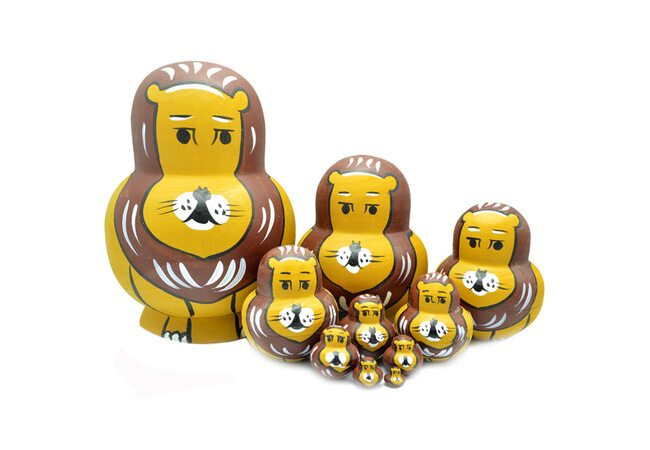 Матрешка «Львиная семья», 10 в 1