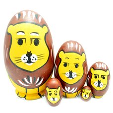 Матрешка «Львы», 5 в 1