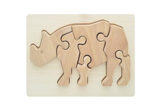 Объемный пазл в рамке «Носорог», 6 дет.