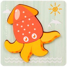 Вкладыш-пазл объемный «Кальмар», 5 дет.