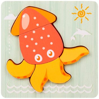 Вкладыш-пазл объемный «Кальмар», 5 дет.