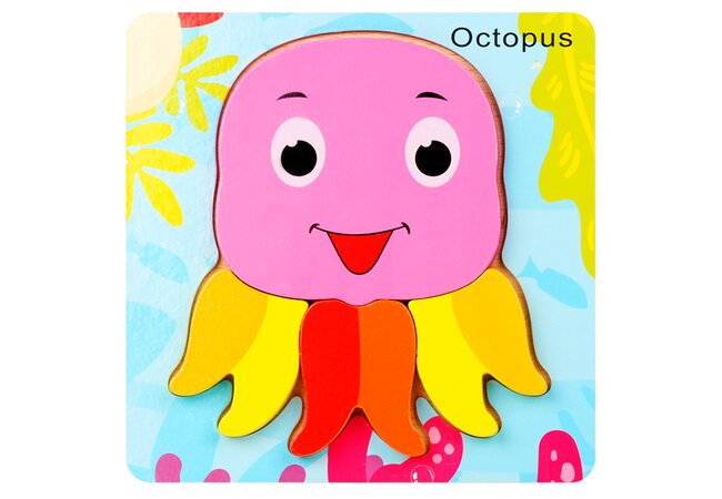 Вкладыш-пазл объемный «Осьминожек», 4 дет.