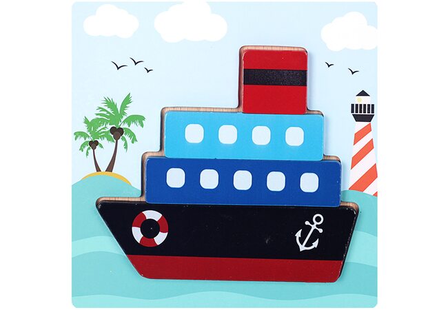 Вкладыши-пазлы объемные «Теплоход», 4 дет.