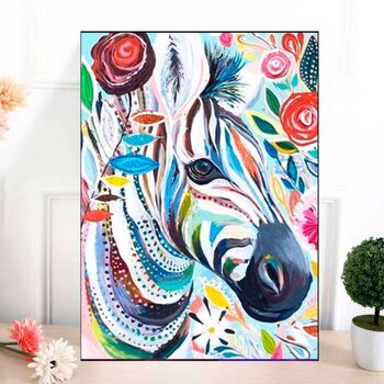 Алмазна мозаїка «Зебра», на підрамнику, 30х40 см.