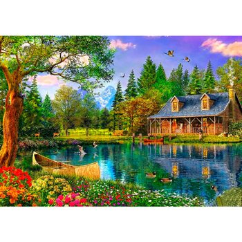 Алмазна мозаїка «Будинок біля озера» (без підрамника) 40х50 см.