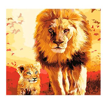 Алмазна мозаїка «Лев і левеня» (без підрамника) 30х30 см.