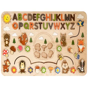 Бизиборд «Лесные животные» (англ. алфавит)