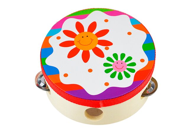 Деревянный бубен «Цветной» 15х15 см.