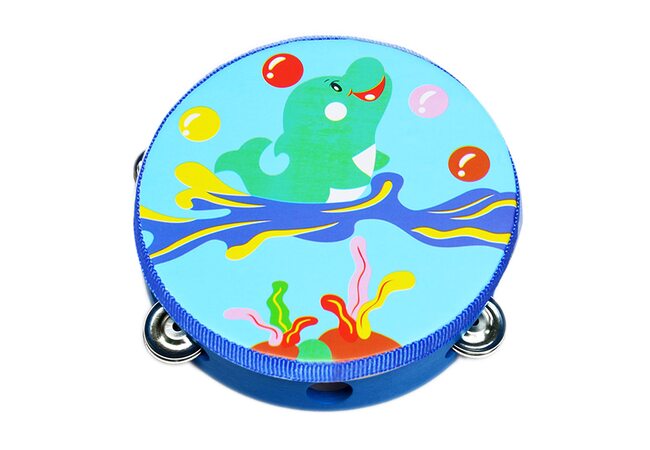 Деревянный бубен «Дельфинчик» 15х15 см.