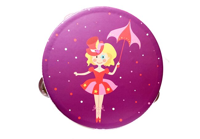 Деревянный бубен «Девочка с зонтиком» 15х15 см.